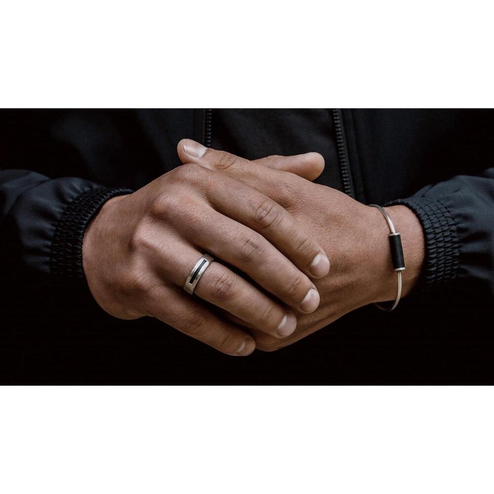 NEW MISSION ATELIER men's unity consciousness eternity ring in black leather - Picture 2 of 3